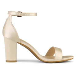 Allegra K Women's Satin Open Toe Ankle Strap Chunky Sandals -Georgia Shoes Shop GUEST 002eb8c2 16ef 4e59 b36a 46597e919e83