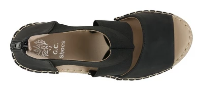 GC Shoes Tia Elastic Cross Strap Espadrille Wedge Sandals 5 GC Shoes Tia Elastic Cross Strap Espadrille Wedge Sandals - Image 3