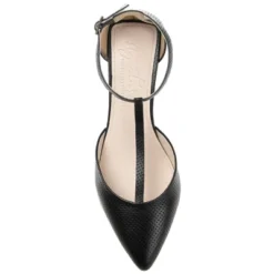 Journee Signature Womens Genuine Leather Cameela Buckle Low Stacked Heel Almond Toe Pumps -Georgia Shoes Shop GUEST 01bc4b69 57f7 4542 8131 25e8c1ee6648