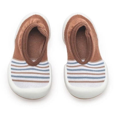 Komuello Toddler Boy Girl First Walk Sock Shoes Flat Style - Brown Stripe 12 Komuello Toddler Boy Girl First Walk Sock Shoes Flat Style - Brown Stripe - Image 10