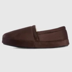 Isotoner Men's Microsuede Round Essentials Closed Back Slippers - Dark Brown
