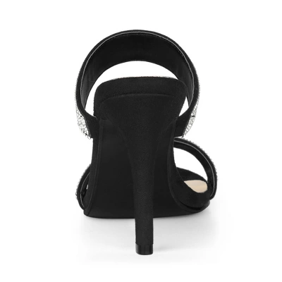 Allegra K Women's Open Toe Stiletto Heel Rhinestone Mules Sandals 4 Allegra K Women's Open Toe Stiletto Heel Rhinestone Mules Sandals - Image 2