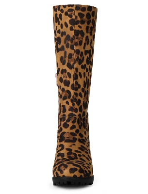 Allegra K Women's Mid Calf Block Heel Boots 4 Allegra K Women's Mid Calf Block Heel Boots - Image 2