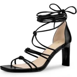 Allegra K Women's Lace Up Strappy Chunky High Heels Sandals -Georgia Shoes Shop GUEST 0edd4a5d aff0 4cb0 932e 916d2ec5889a