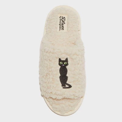 Dluxe By Dearfoams Women's Halloween Cat Slippers - Cream 5 Dluxe By Dearfoams Women's Halloween Cat Slippers - Cream - Image 3
