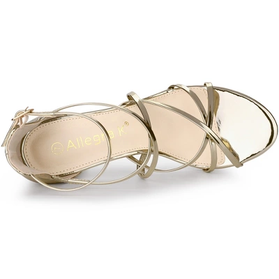 Allegra K Women's Strappy Crisscross Strap Block Heels Sandals 5 Allegra K Women's Strappy Crisscross Strap Block Heels Sandals - Image 3