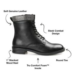 Journee Signature Womens Genuine Leather Natara Round Toe Stacked Combat Booties 19 Journee Signature Womens Genuine Leather Natara Round Toe Stacked Combat Booties -Georgia Shoes Shop GUEST 198c1cdc 8bf1 4b9f 92a1 0864559b8de8