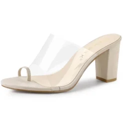 Allegra K Women's Ring Clear Chunky Heels Slide Heel Sandals -Georgia Shoes Shop GUEST 1b6689e2 687a 4796 a666 3939782b4f6b