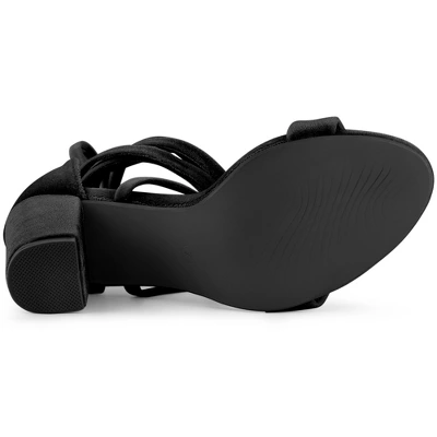 Allegra K Women's Velvet Lace-Up Chunky Heel Sandals 6 Allegra K Women's Velvet Lace-Up Chunky Heel Sandals - Image 4