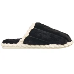 French Connection Women's Fluffy Textured Slippers - Winter House Shoes For Women