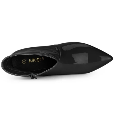 Allegra K Women's V Shape Pointed Toe Stiletto Heel Ankle Boots 6 Allegra K Women's V Shape Pointed Toe Stiletto Heel Ankle Boots - Image 4