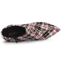 Allegra K Women's Plaid Pointed Toe Chunky Heels Ankle Boots -Georgia Shoes Shop GUEST 2409694b 928c 4358 bef3 a142a7d58ec2