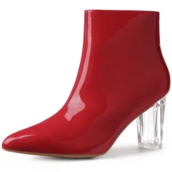 Allegra K Women's Clear Heel Pointy Toe Chunky Heels Ankle Boots -Georgia Shoes Shop GUEST 2492ac1d 1225 4096 81dd 46edd3ccbce1