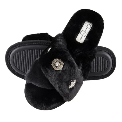 Jessica Simpson Womens Cross Band Plush Slide Slipper Slide 10 Jessica Simpson Womens Cross Band Plush Slide Slipper Slide - Image 8