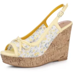 Allegra K Women's Wood Platform Heels Bow Lace Wedge Sandals -Georgia Shoes Shop GUEST 2673a2bc f9cd 450c 80b7 ebd9ec30983c