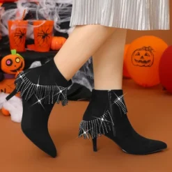 Allegra K Women's Pointed Toe Fringe Stiletto Heel Ankle Boots -Georgia Shoes Shop GUEST 27c7af94 6883 4f23 baf8 823bdb05042b