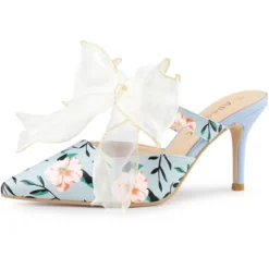 Allegra K Women's Floral Printed Lace Strap Stiletto Heels Mules -Georgia Shoes Shop GUEST 28cc8933 acc5 4e92 9f8a 61566dd55bb2