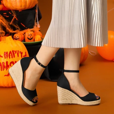 Allegra K Women's Espadrille Platform Ankle Strap Wedge Heel Sandals 3 Allegra K Women's Espadrille Platform Ankle Strap Wedge Heel Sandals