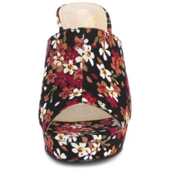 Perphy Women's Platform Floral Chunky Heel Slides Sandals