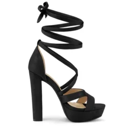 Allegra K Women's Lace Up Platform Chunky High Heels Sandals -Georgia Shoes Shop GUEST 2da3cc22 dba1 4265 9540 391ab1bf6a8c