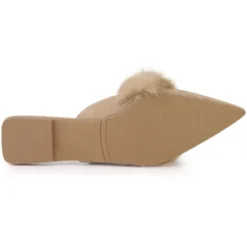 Allegra K Women's Pointed Toe Faux Fur Slip On Flat Slide Mules -Georgia Shoes Shop GUEST 3193c47b 31cb 4fcf 9eda 9c0bf80db81e