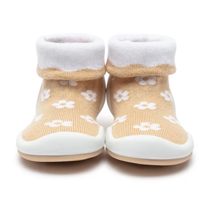 Komuello Toddler Girl First Walk Sock Shoes - Daisie Latte 3 Komuello Toddler Girl First Walk Sock Shoes - Daisie Latte