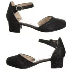 Badgley Mischka Girls Dress Heels - Short Heel Square Heel Close Toe Ankle Strap – (Little Kids/Big Kids)