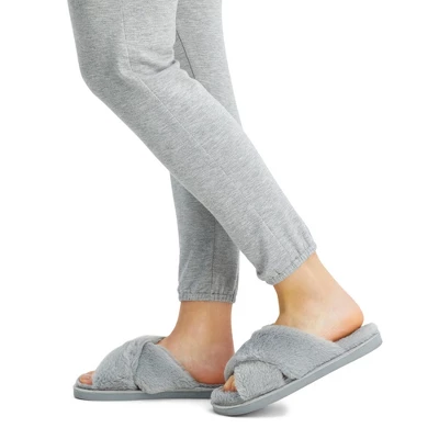 Jessica Simpson Womens Cross Band Plush Slide Slipper Slide 8 Jessica Simpson Womens Cross Band Plush Slide Slipper Slide - Image 6