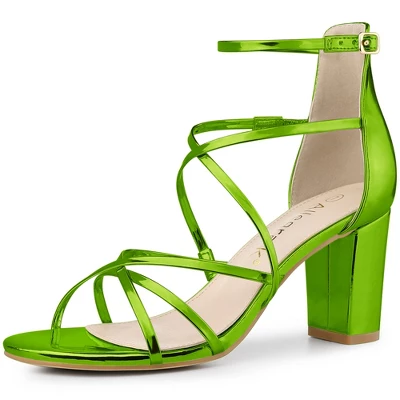 Allegra K Women's Strappy Crisscross Strap Block Heels Sandals 13 Allegra K Women's Strappy Crisscross Strap Block Heels Sandals - Image 11