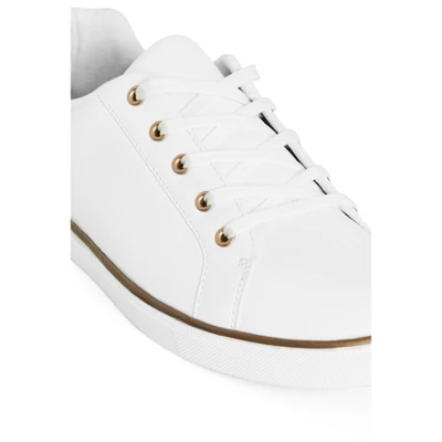 Women's WIDE FIT Metallic Stripe Trainer - White | EVANS 8 Women's WIDE FIT Metallic Stripe Trainer - White | EVANS - Image 6