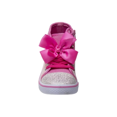 Laura Ashley Toddler Girls' Multi Color Bow Detail Lace Up Canvas Sneakers High Top - A Stylish And Versatile Option (Toddler) 6 Laura Ashley Toddler Girls' Multi Color Bow Detail Lace Up Canvas Sneakers High Top - A Stylish And Versatile Option (Toddler) - Image 4