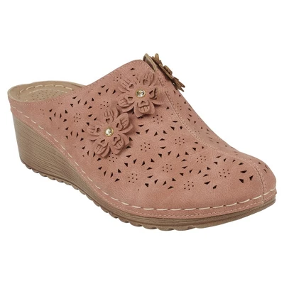 GC Shoes Krista Perforated Flower Slide Wedge Mule 9 GC Shoes Krista Perforated Flower Slide Wedge Mule - Image 7