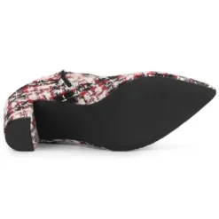 Allegra K Women's Plaid Pointed Toe Chunky Heels Ankle Boots -Georgia Shoes Shop GUEST 418ade8d 0940 4603 aa14 ebfac4b98994