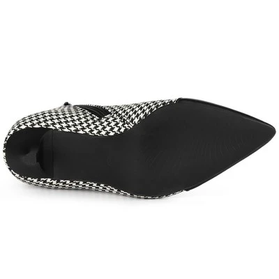 Allegra K Women's Plaid Pointed Toe Houndstooth Stiletto Heels Ankle Boots 7 Allegra K Women's Plaid Pointed Toe Houndstooth Stiletto Heels Ankle Boots - Image 5