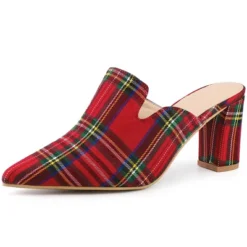 Perphy Pointed Toe Slip On Chunky Heels Houndstooth Slide Mules For Women -Georgia Shoes Shop GUEST 4422cbce 071b 41fc a163 bf678cf63c3b