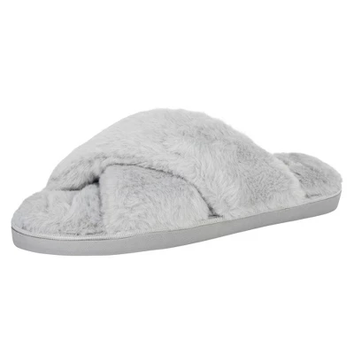 Jessica Simpson Womens Cross Band Plush Slide Slipper Slide 4 Jessica Simpson Womens Cross Band Plush Slide Slipper Slide - Image 2