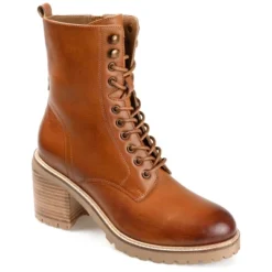 Journee Signature Womens Genuine Leather Malle Round Toe Stacked Combat Booties -Georgia Shoes Shop GUEST 46fc6f8c 3692 41a5 b8d6 84ce96bff1fa