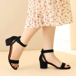 Perphy Open Toe Ankle Strap Block High Heels Sandals For Women