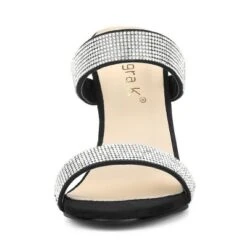 Allegra K Women's Open Toe Stiletto Heel Rhinestone Mules Sandals