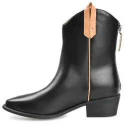 Journee Collection Womens Novva Tru Comfort Foam Back Heel Zip Stacked Heel Booties