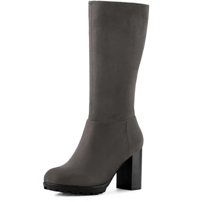 Allegra K Women's Mid Calf Block Heel Boots 11 Allegra K Women's Mid Calf Block Heel Boots - Image 9