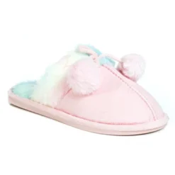 Limited Too Girl's House Slippers In Pink With Pom Poms And Colorful Fuzzy Footbed -Georgia Shoes Shop GUEST 52052083 85a9 4844 b436 cae17acec553