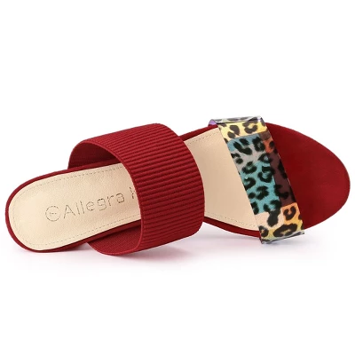 Allegra K Women's Leopard Printed Block Heeled Slide Sandals 8 Allegra K Women's Leopard Printed Block Heeled Slide Sandals - Image 6