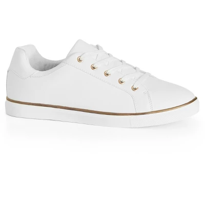 Women's WIDE FIT Metallic Stripe Trainer - White | EVANS 9 Women's WIDE FIT Metallic Stripe Trainer - White | EVANS - Image 7