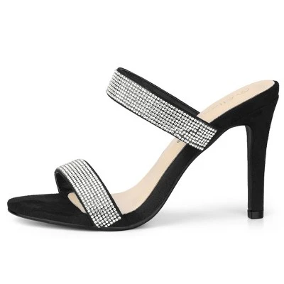 Allegra K Women's Open Toe Stiletto Heel Rhinestone Mules Sandals 8 Allegra K Women's Open Toe Stiletto Heel Rhinestone Mules Sandals - Image 6