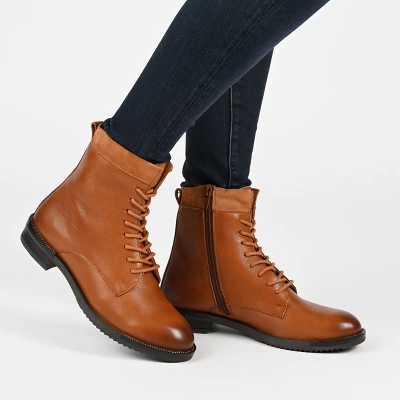 Journee Signature Womens Genuine Leather Natara Round Toe Stacked Combat Booties 10 Journee Signature Womens Genuine Leather Natara Round Toe Stacked Combat Booties - Image 8