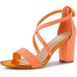 Allegra K Women's Glitter Crisscross Strap Block Heels Sandals -Georgia Shoes Shop GUEST 5fc86249 af39 4037 b24f 62220187459e