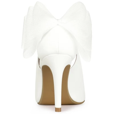 Allegra K Women's Pointed Toe Bow Decor Stiletto Heel Pumps 4 Allegra K Women's Pointed Toe Bow Decor Stiletto Heel Pumps - Image 2
