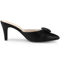 Allegra K Women's Buckle Pointed Toe Stiletto Heel Slides Mules -Georgia Shoes Shop GUEST 6230b085 7216 4a22 bfdd ec8d6824310a