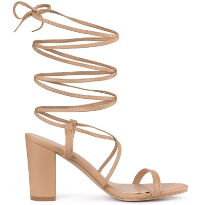 Allegra K Women's Strappy One Strap Lace Up Chunky Heels Sandals 7 Allegra K Women's Strappy One Strap Lace Up Chunky Heels Sandals - Image 5